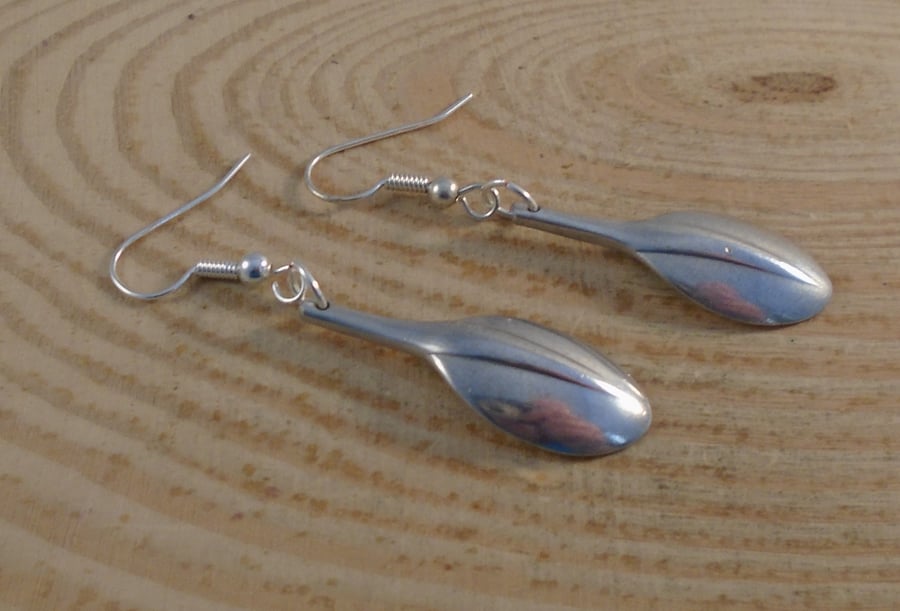 Upcycled Silver Plated Rattail Sugar Tong Spoon Earrings SPE042008