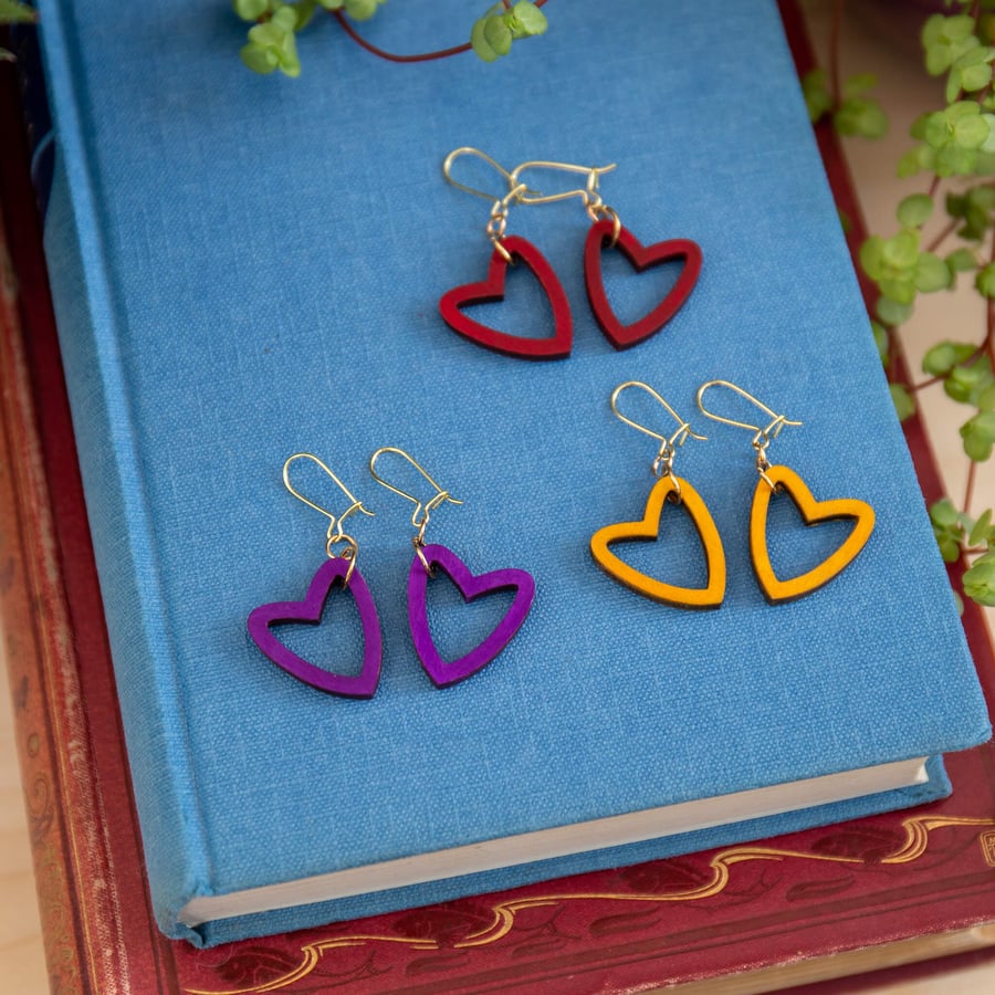 Laser Cut Out Heart Earrings