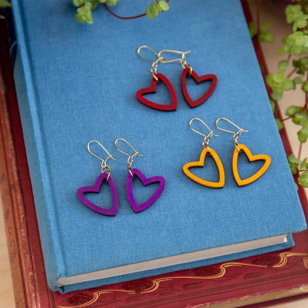 Laser Cut Out Heart Earrings