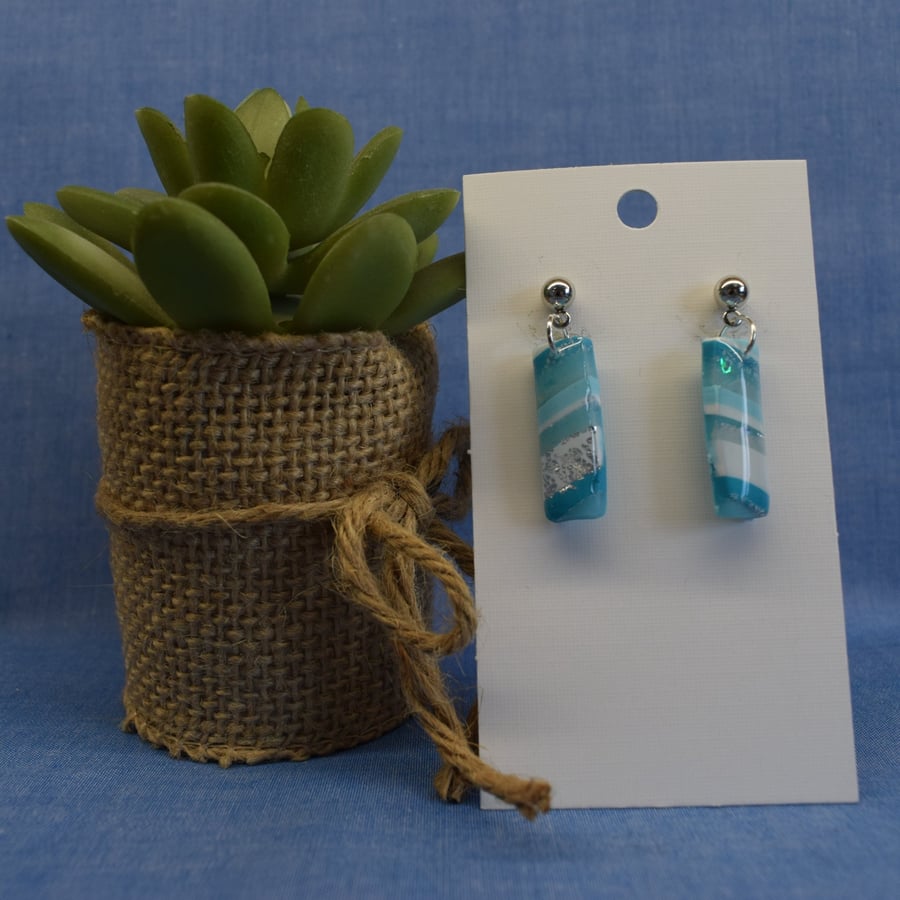 Short Striped Earrings