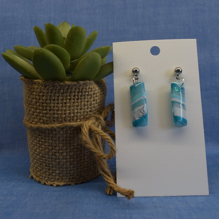 Short Striped Earrings