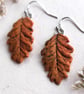 Handmade Ceramic Earrings, Painted Autumn Oak Leaves, Orange and Brown Dangle Le - Image 10