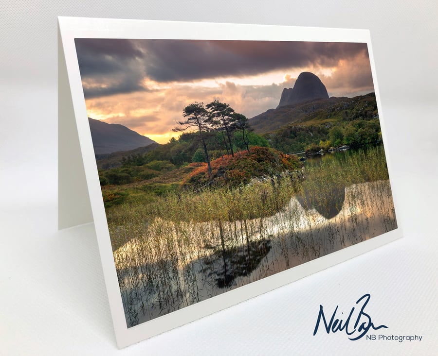 Suilven & Loch Druim Suardalain, Inverpolly - Greeting Card by Neil Barr