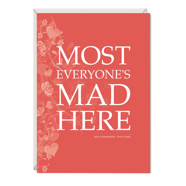 Alice in Wonderland 'Mad Here' Greetings Card