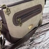 Brown & Beige crossbody bag in suede feel faux leather