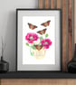 A4 Skull with Poppies & Butterflies Digital Print - Image 3
