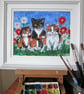 Kitten Foursome. Cat painting - Image 4