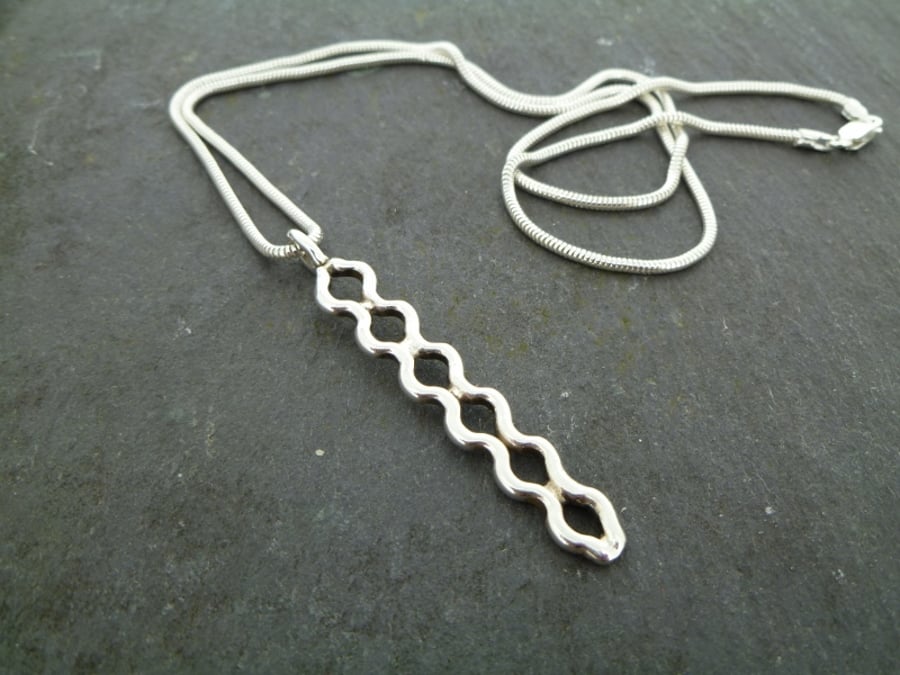 Sterling Silver Double Ripple Pendant - 6 Drop 