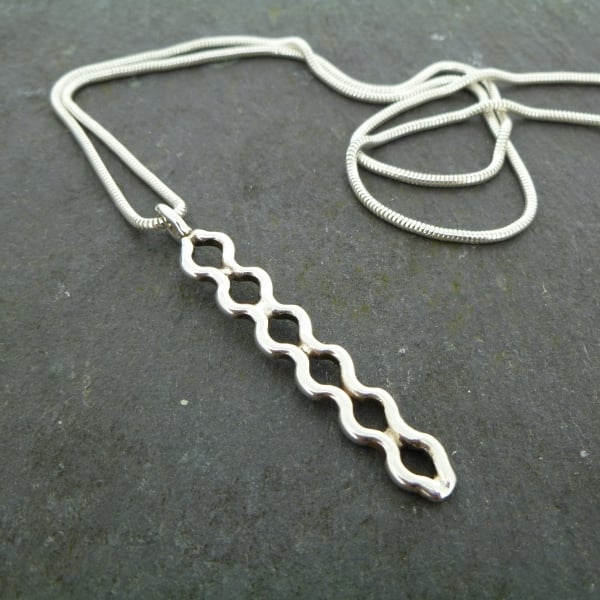 Sterling Silver Double Ripple Pendant - 6 Drop - Folksy