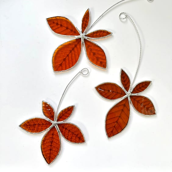 Stained Glass Horse Chestnut Leaf Suncatcher - Hanging Window Decoration 