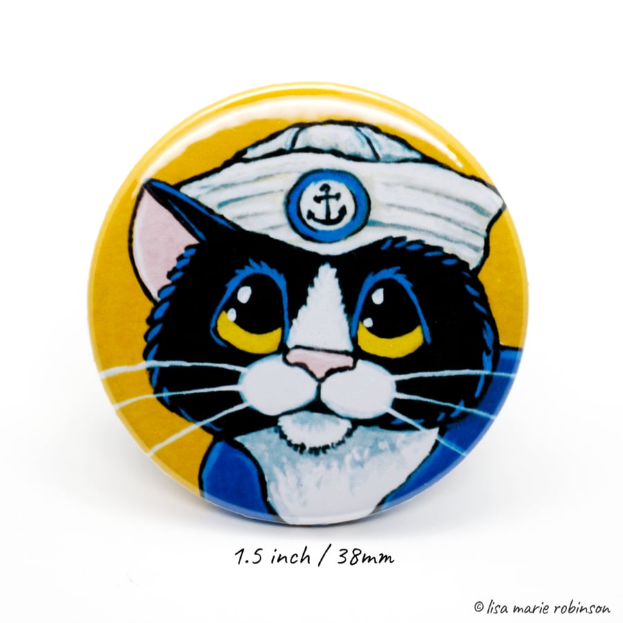 38mm Button Badge - Sailor Cat (1.5 inch)