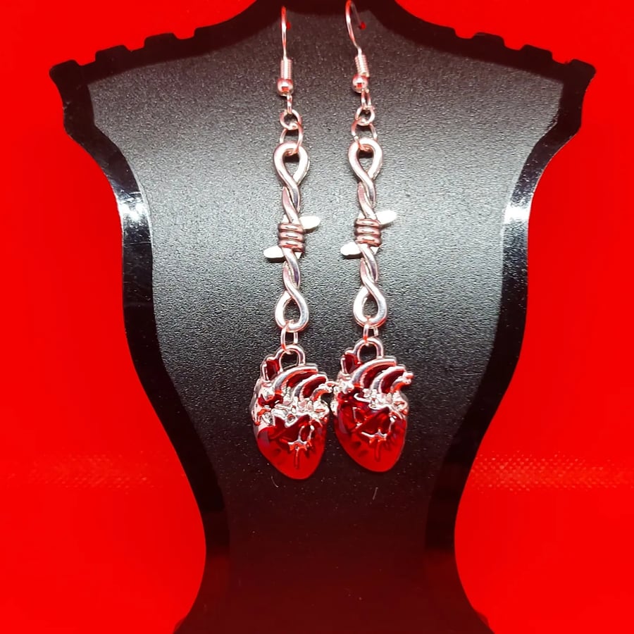 Barbed wire heart deals earrings