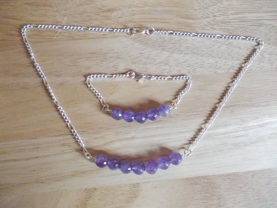 Amethyst necklace and bracelet set