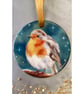 Ceramic robin ornament - hanging bird ornament, Christmas tree robin ornament  - Image 6
