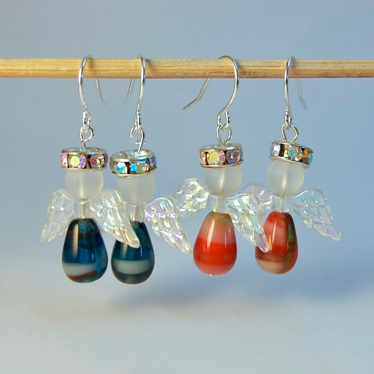 Glass Angel Earrings 2-Pack, Stocking Fillers, Secret Santa, Gifts For Her