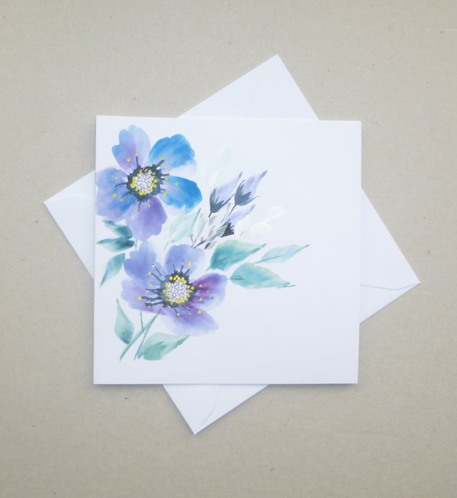 hand painted floral blank greetings card original art ( ref FA79 K2 )
