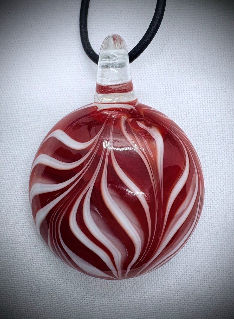 Red and White Morano Glass Pendant