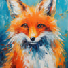 Abstract Fox Art Print - Colorful 5x7 Oil Painting for Modern Home Decor