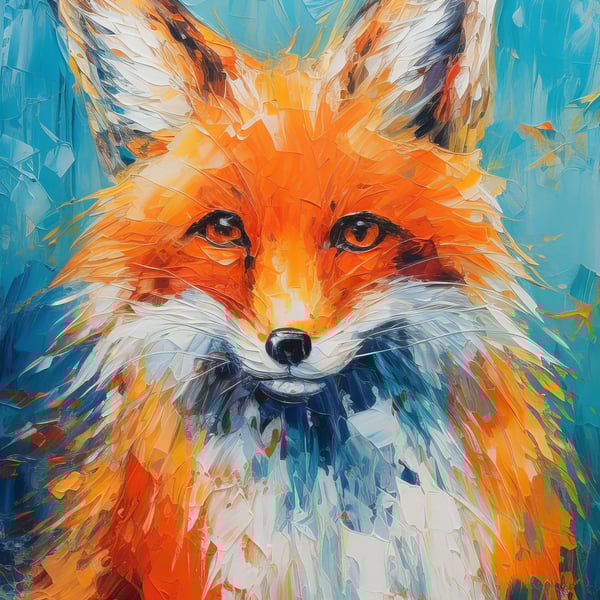 Vibrant Fox Art Print - Colorful 5x7 Oil Painting for Modern Home Decor