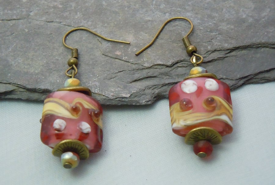 Artisan Lampwork glass bead earrings