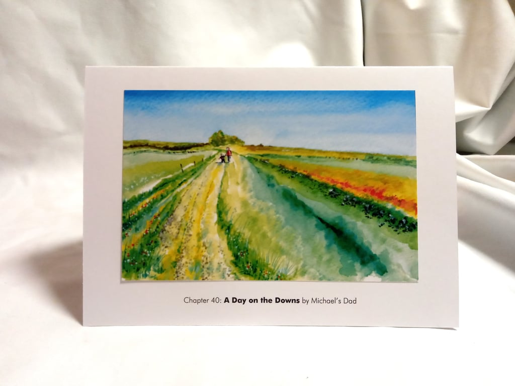 original hand painted print of the Sussex Southdowns printed as a Greeting Card