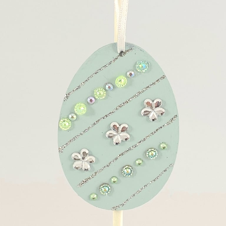 Easter egg decoration - hanging jewelled egg, handmade