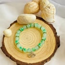 Handmade Glass Beaded Bracelet Palm Lagoon Boho Style Gift, Lotus Charm