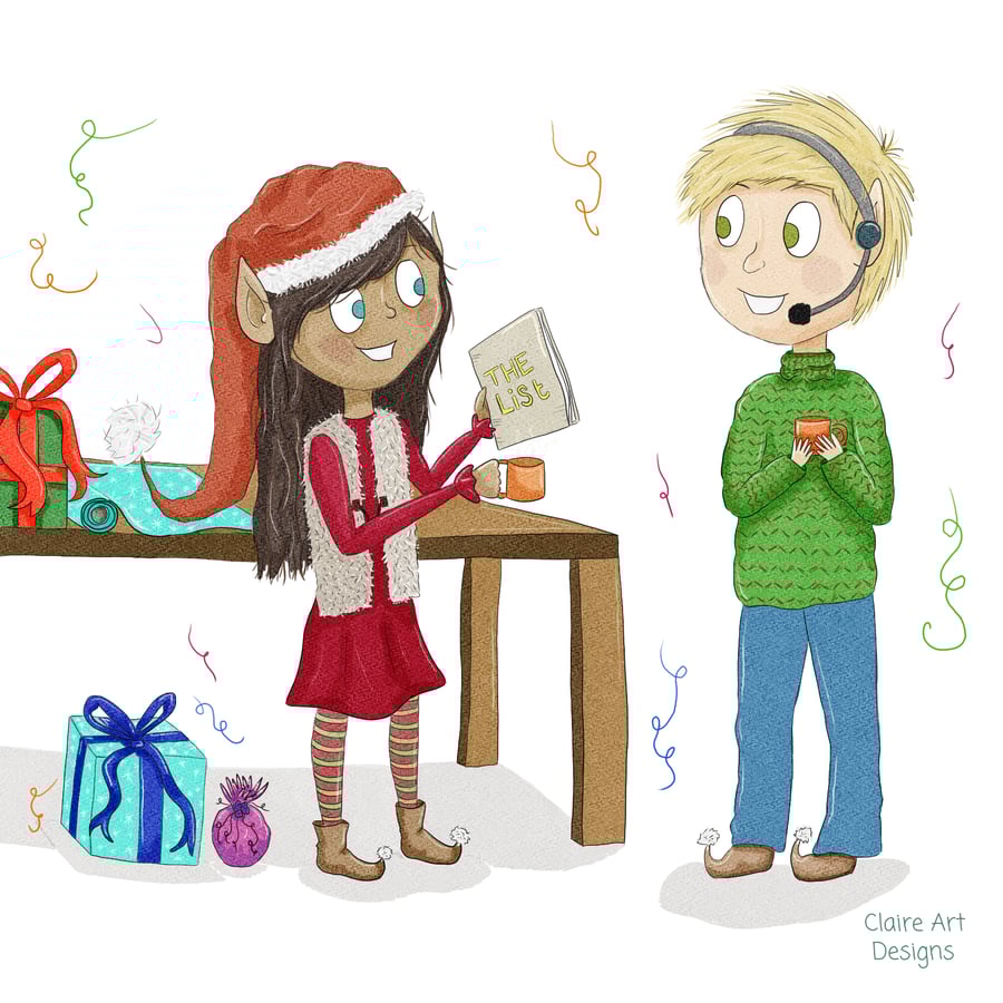 ELVES AT WORK - THEMED ART PRINT A4