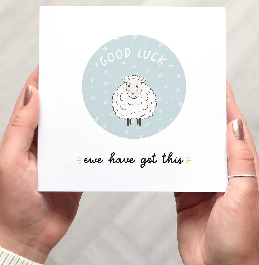 EWE GOT THIS, Good luck card, encouragement pun card featuring cute sheep
