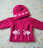 Baby Knitting Pattern for Jacket and matching Hat with Flamingos.  Digital - Image 4
