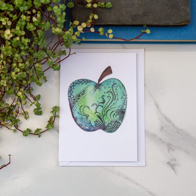 Cheerful Apple Illustrated Greetings Card for Any Occasion 