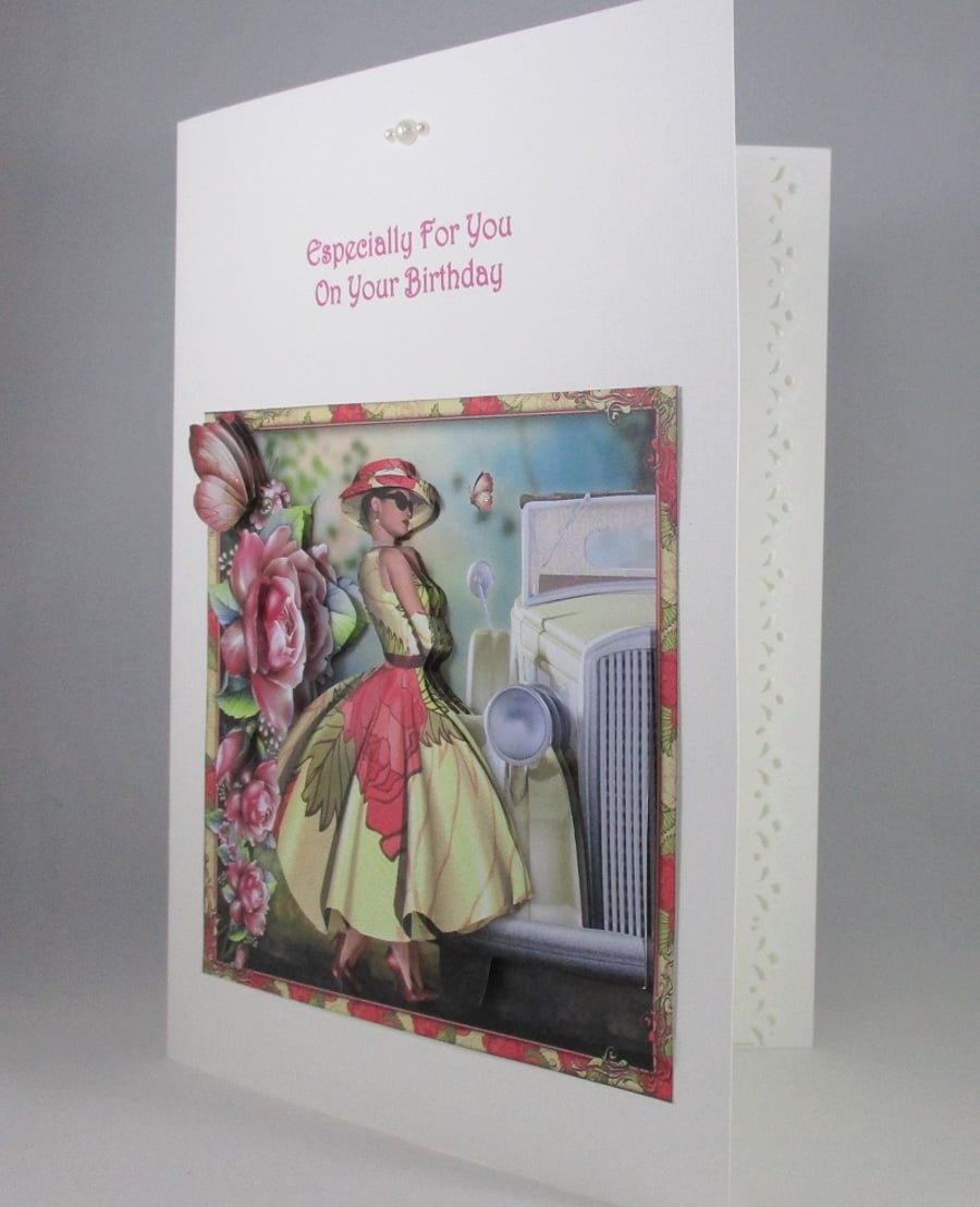 Handmade 3D Fashionable Lady Birthday Card,personalised