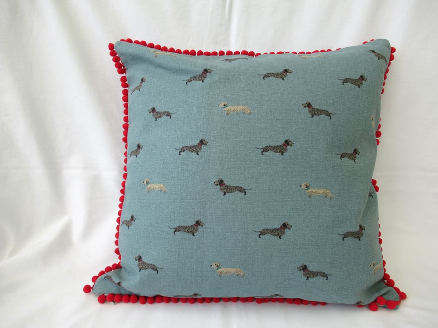 Dachshund themed Cushion Cover, Handmade from Sophie Allport Fabric