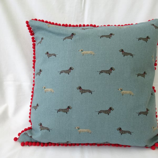 Dachshund themed Cushion Cover, Handmade from Sophie Allport Fabric