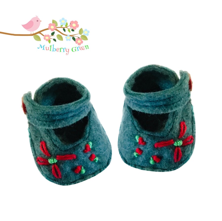 Reserved for Lesley - Juniper Green Embroidered Shoes