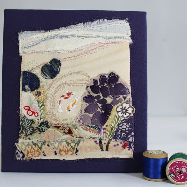 Japanese Pond Textile Art Picture