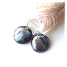 Luxury Dichroic Earrings Fused Glass L005 Sterling Silver hooks