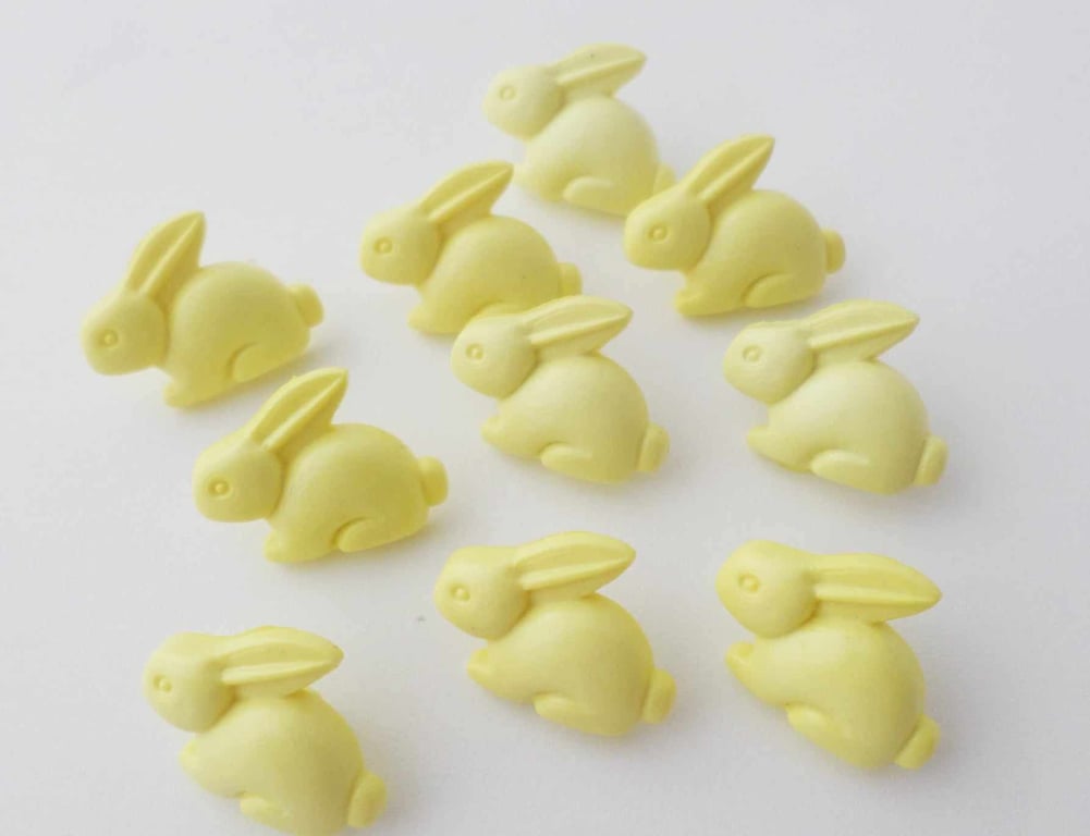 Bunny rabbit buttons yellow animal buttons 15mm