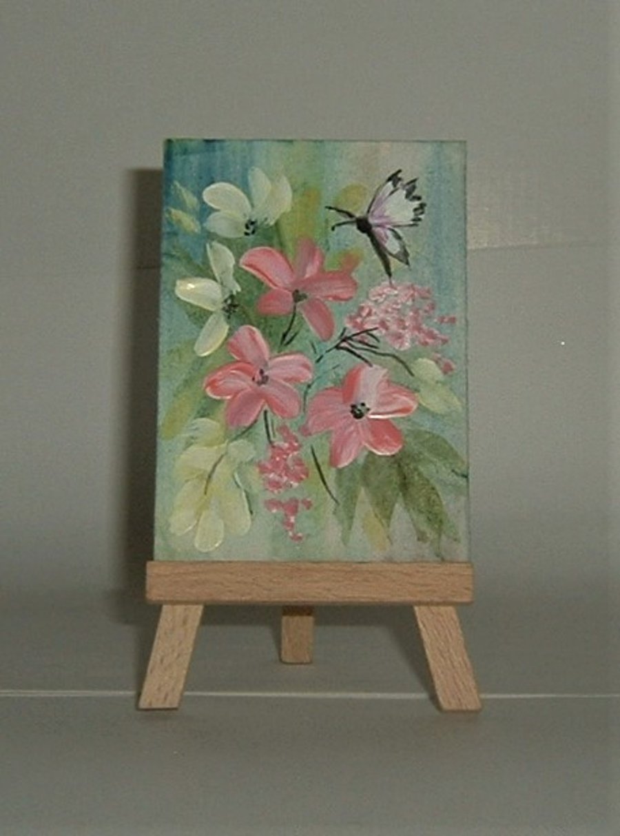 Aceo original art floral painting ( ref  F57)