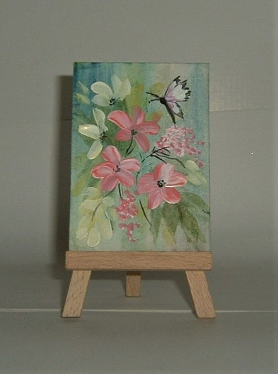 Aceo original art floral painting ( ref  F57)