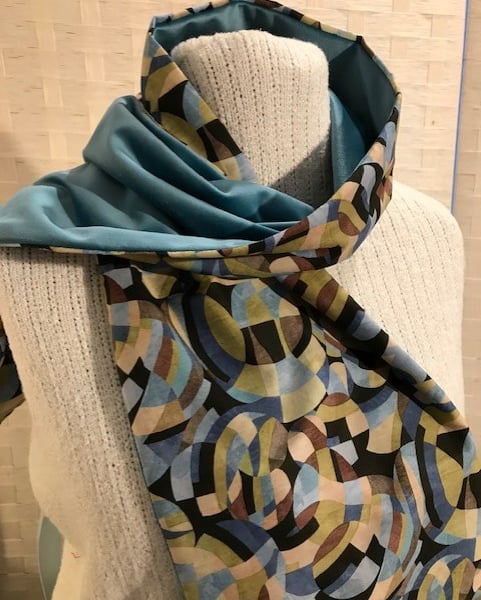 Liberty of London Print Long Scarf.Cotton Tana Lawn and Velvet  