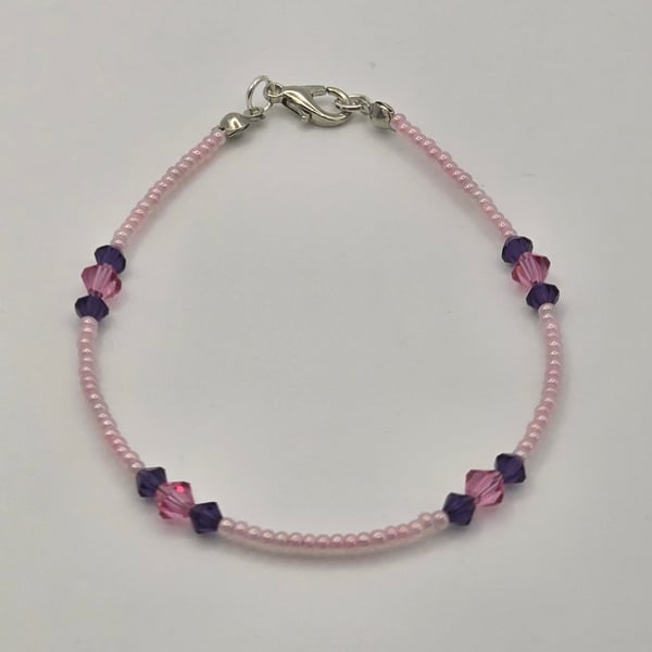 Preciosa Crystal Bicone bracelet - Pink and Purple