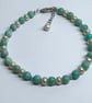 Limited Edition Amazonite & Freshwater Pearl Bracelet Handmade Silver Tone