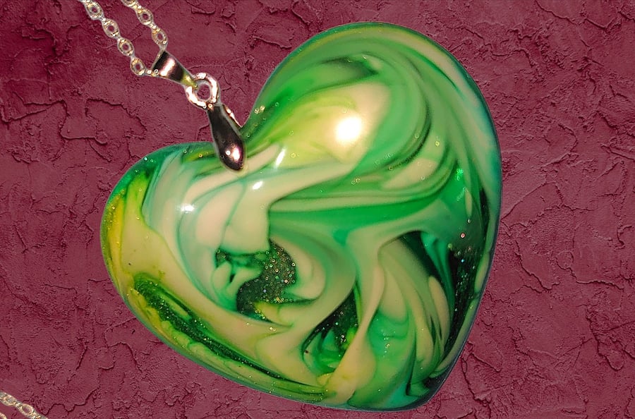 Lime green love heart pendant