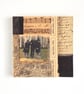 Vintage Paper Collage on Wood Panel, 12x12cms, Free UK Postage (202)