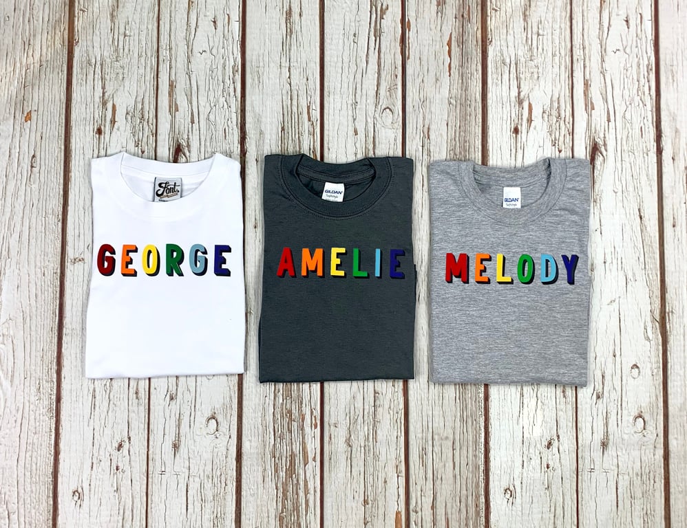 Kids rainbow name T-Shirt- child's birthday top- Shirt for boy or girl