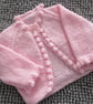16" Pink Baby Bobble Edged Cardigan