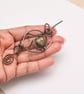 Handcrafted Antique Copper Wire Wrapped Brooch, Heart Gemstone Sweater Pin, Celt - Image 2
