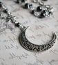 Filigree Crescent Moon Necklace with Hematite Beads - Image 4