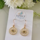 Evil Eye Earrings, White Enamel Charms, Handmade Jewellery 